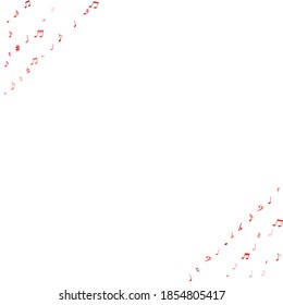 Notas musicales voladoras rojas aisladas de fondo blanco. Señales de sinfonía de notación musical fresca, notas para música de sonido y melodía. Símbolos vectoriales para grabación de melodía, impresiones y capas posteriores.