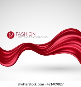 Red flying silk fabric. Fashion background. Vector illustration EPS10