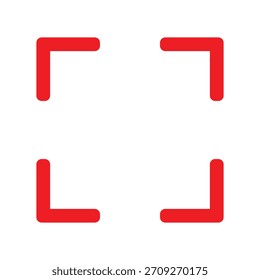 Icono de esquinas de marco de enfoque rojo para objetivos de Fotografía y visor