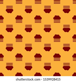 Red Fog and cloud icon isolated seamless pattern on brown background.  Vector Illustration