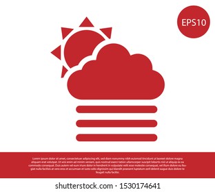 Red Fog and cloud with sun icon isolated on white background.  Vector Illustration