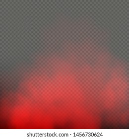 Red Fog Or Mist Color Special Smoke Effect Isolated On Transparent Background. EPS 10