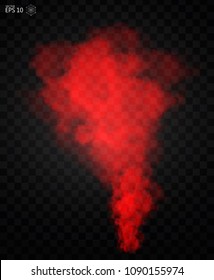 Red Fog or smoke color isolated transparent special effect. White vector cloudiness, mist smog background. illustration