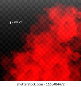 Red Fog or smoke color isolated transparent special effect. White vector cloudiness, mist smog background. illustration