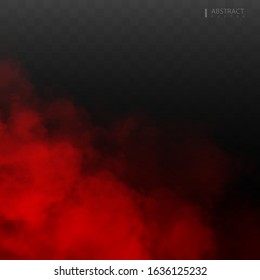 Red Fog or smoke isolated transparent special effect. Red vector cloudiness, mist or smog background. Vector illustration