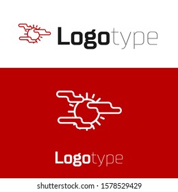 Red Fog and sun icon isolated on white background. Logo design template element. Vector Illustration