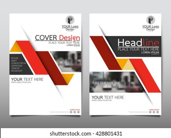 Red fold annual report brochure flyer design template vector, Leaflet cover presentation abstract geometric background, layout in A4 size