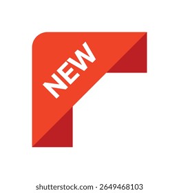 A red, folded corner tag with "NEW" in white diagonally, top-left, casts a soft shadow, creating a clean, modern, and inviting ambiance.