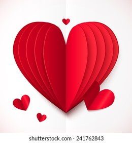Red folded paper vector heart