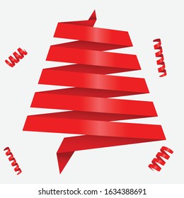 Red folded ribbon triangle shape
