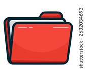 red folder data file flat color vector illustration template design