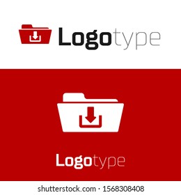 Red Folder download icon isolated on white background. Logo design template element. Vector Illustration