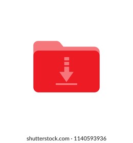 Red folder for downloads icon