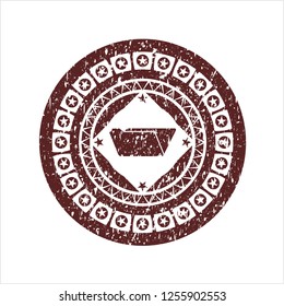 Red folder icon inside distress rubber stamp