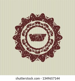 Red folder icon inside distress grunge style stamp