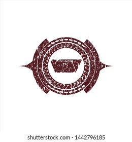 Red folder icon inside distressed rubber grunge stamp