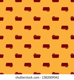 Red Folder icon isolated seamless pattern on brown background. Flat design. Vector Illustration