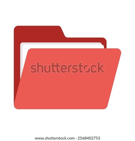 Red folder icons. Flat style. vector