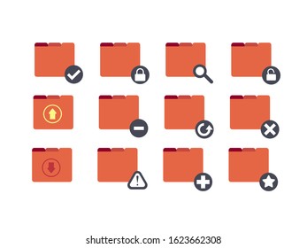 Red folder Icons on white background,vector illustration