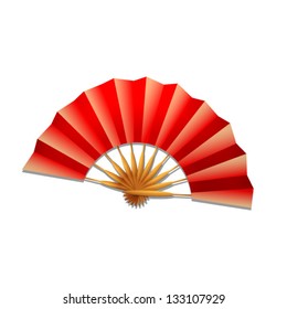 red folding fan