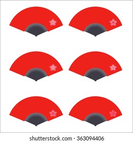 Red folding fan