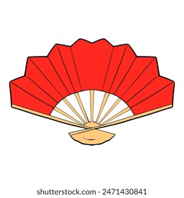 red folding fan illustration isolated vector