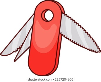  Red Folding Knife Vector Illustration