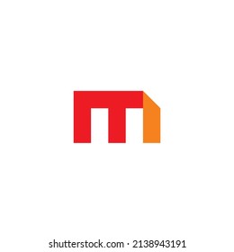 
Red folding letter m simple symbol logo vector