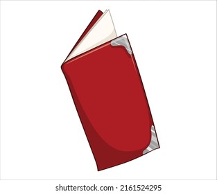 Red folding open book on white background