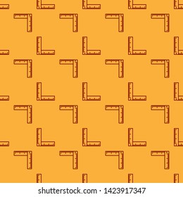 Red Folding ruler icon isolated seamless pattern on brown background.  Vector Illustration