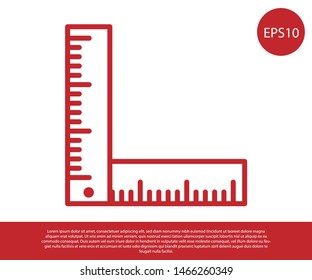 Red Folding ruler icon isolated on white background.  Vector Illustration