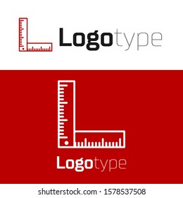 Red Folding ruler icon isolated on white background. Logo design template element. Vector Illustration