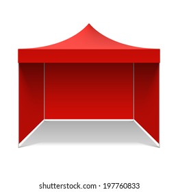 Red folding tent. Vector.