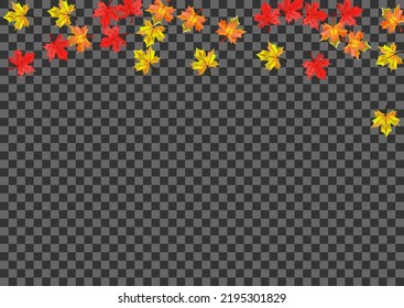 Red Foliage Background Transparent Vector. Leaf Collection Illustration. Brown Seasonal Plant. Down Leaves Card.