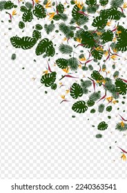 Red Foliage Background Transparent Vector. Tree Aloha Pattern. Light Green Plant. Spring Card. Yellow Popular Illustration.
