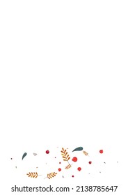Red Foliage Background White Vector. Rowan Gradation Texture. Pink Berries Floral. Elm Frame. Leaf Agriculture.