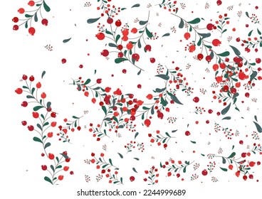 roter Blatthintergrund, weißer Vektorgrafik. Hinterlässt den Musterrahmen. Rosa Rowan Oktober. Herbstillustration. Kräuterbaum.