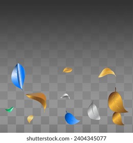 Red Foliage Falling Vector Black Transparent Background Branch. Motion Leaf Poster. Swamp Leaves Wind Concept. Color Blur Template.