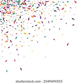 Red Foliage Vector White Background. Orange Confetti Decoration Set. Element Leaf Pattern. Autumn Confetti Backdrop.