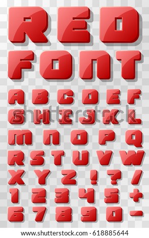 Red Font 3 D On Transparent Background Vector De Stock