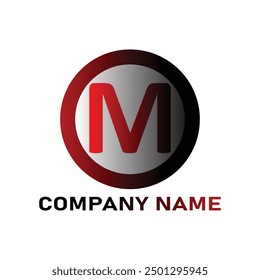 Logo de diseño de M de fuente roja