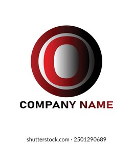 red font o design logo