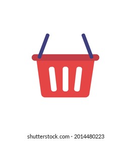 Red food basket icon. basket. Vector graphics