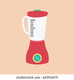 red food blank & empty cartoon processor icon illustration or kitchen blender flat design style isolated simple modern. one clean vector mixer 