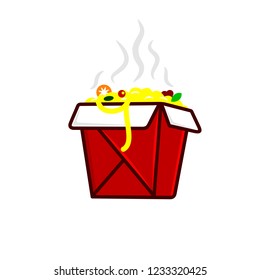  Red food box. Noodles. Vector 
