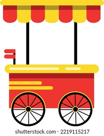 Red Food Cart Icon . Market Stand On Wheels