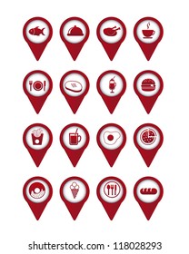 red food icons over white background. vector