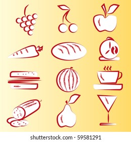 Red Food Icons Part 1 Vector set