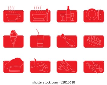 red FOOD ICONS,Easy tot manipulate, resize or to edit