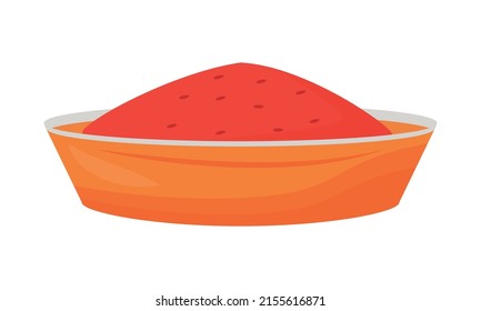 Red food in orange bowl semi flat color vector element. Full sized object on white. Tasty dish. Spicy and savoury course simple cartoon style illustration for web graphic design and animation